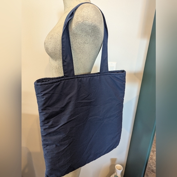 Handmade Quilted Wolf Shoulder Tote Bag blue Cotton, New - Picture 5 of 9
